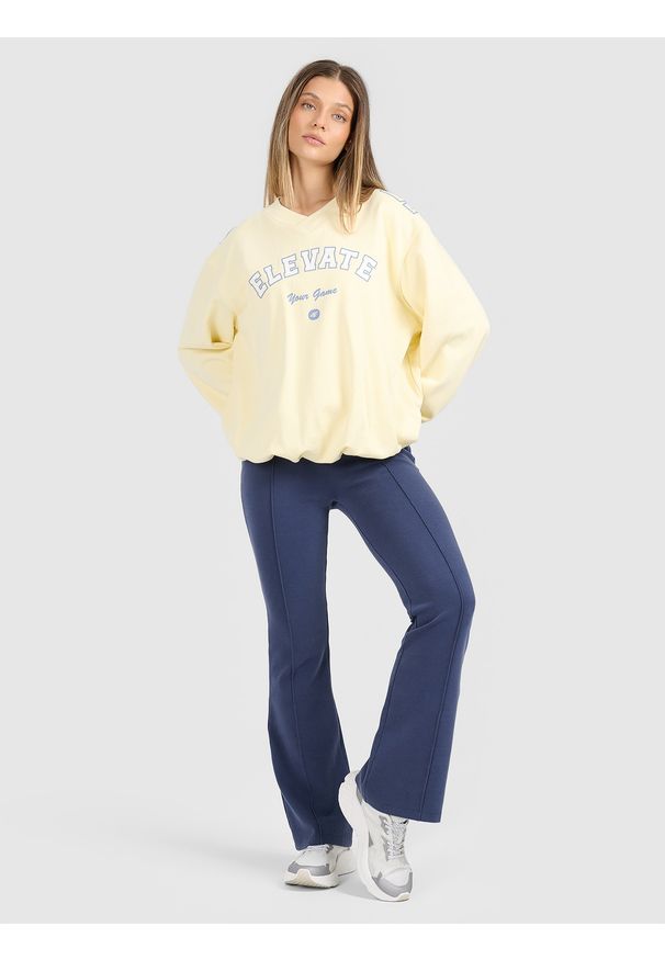 4f - 4F Bluza dresowa nierozpinana bez kaptura damska - żółta M. Okazja: na co dzień. Typ kołnierza: bez kaptura. Kolor: żółty. Materiał: dresówka. Wzór: nadruk. Styl: casual. Sport: fitness