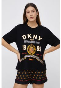 DKNY - Dkny - Piżama. Kolor: czarny. Materiał: tkanina, dzianina. Wzór: nadruk #1