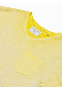 Ombre Clothing - T-shirt męski bawełniany S1388 - żółty - XXL. Kolor: żółty. Materiał: bawełna