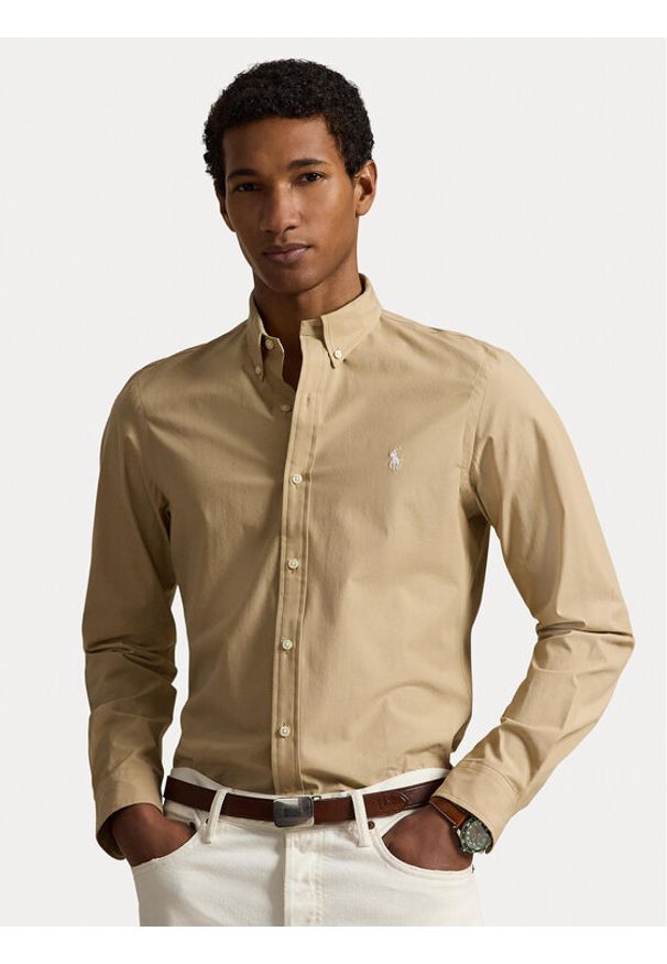 Polo Ralph Lauren Koszula 710929348501 Beżowy Regular Fit. Typ kołnierza: polo. Kolor: beżowy. Materiał: bawełna