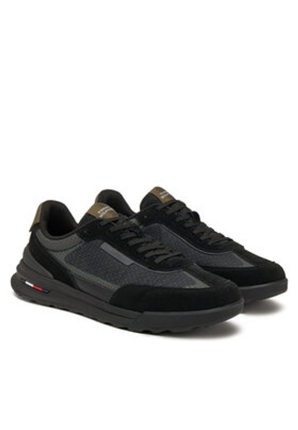 TOMMY HILFIGER - Tommy Hilfiger Sneakersy Retro Runner Seasonal FM0FM05328 Czarny. Kolor: czarny. Materiał: zamsz, skóra