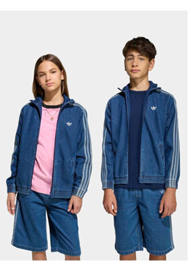 Adidas - adidas Kurtka jeansowa Firebird KE2849 Niebieski Loose Fit. Kolor: niebieski. Materiał: bawełna