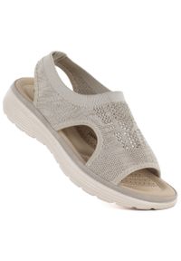 Sandały damskie komfortowe beżowe Unisoft 5769. Kolor: beżowy. Materiał: tkanina #1