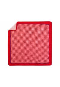Adam Collection - Czerwono-biała poszetka w geometryczny wzór E279. Kolor: biały, wielokolorowy, czerwony. Wzór: geometria #1