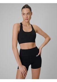 4f - 4F Biustonosz treningowy z niskim wsparciem damski - czarny L. Kolor: czarny. Materiał: guma, skóra. Sport: fitness #2