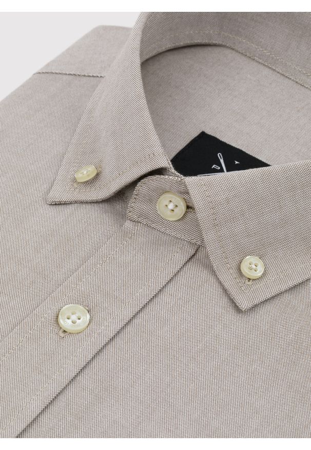 Pako Lorente - PAKO LORENTE – Gładka koszula męska beżowa długi rękaw. Okazja: na co dzień. Kolor: beżowy, zielony. Materiał: bawełna. Długość rękawa: długi rękaw. Długość: długie. Wzór: gładki. Styl: casual