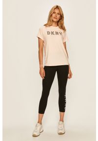 DKNY - Dkny - T-shirt. Okazja: na co dzień. Kolor: pomarańczowy. Materiał: bawełna, materiał, dzianina, elastan. Wzór: nadruk. Styl: casual #5