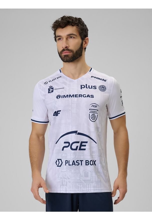 4f - 4F Koszulka meczowa replika domowa z sezonu 2025/26 męska 4F x Projekt Warszawa - biała M. Okazja: do domu. Kolor: biały. Materiał: dzianina, materiał. Wzór: nadruk
