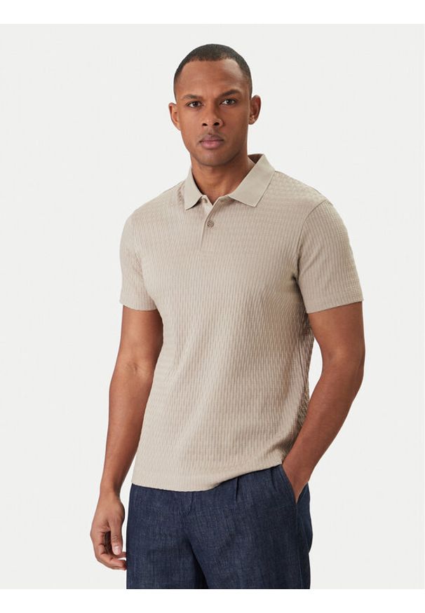 JOOP! Polo Jorge 30101934 Beżowy Slim Fit. Typ kołnierza: polo. Kolor: beżowy. Materiał: bawełna