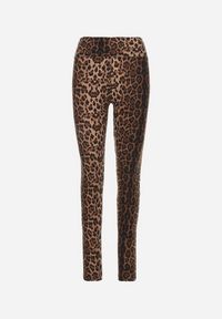 Born2be - Brązowe Panterkowe Wiskozowe Legginsy Vortina. Okazja: na imprezę, na co dzień. Kolor: brązowy. Materiał: wiskoza. Styl: elegancki, casual, klasyczny