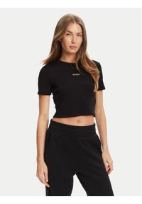Guess T-Shirt V5YP08 K8RT2 Czarny Slim Fit. Kolor: czarny. Materiał: wiskoza