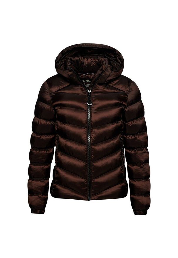 Damska kurtka z kapturem Superdry Fuji. Typ kołnierza: kaptur. Kolor: brązowy. Długość rękawa: długi rękaw. Styl: elegancki