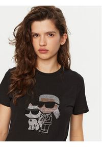 Karl Lagerfeld - KARL LAGERFELD T-Shirt A1W17131 Czarny Regular Fit. Typ kołnierza: dekolt w karo. Kolor: czarny. Materiał: bawełna #5