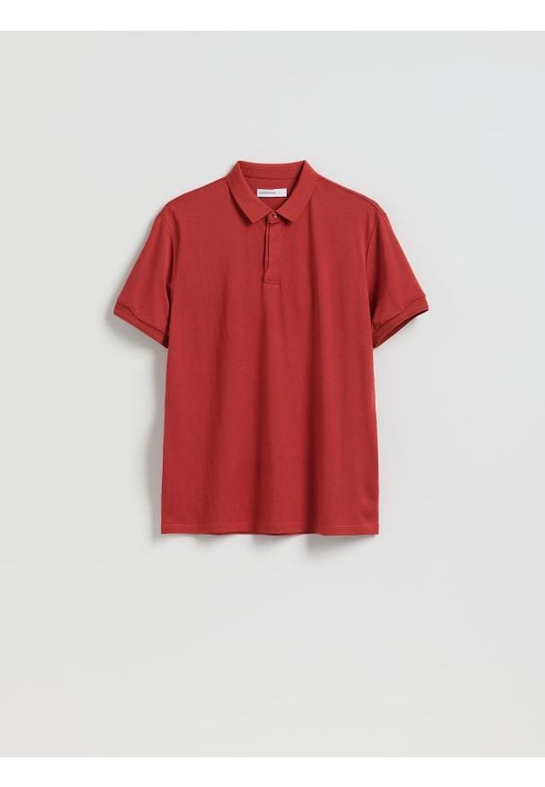 Reserved - Koszulka polo regular z domieszką jedwabiu - pomarańczowy. Typ kołnierza: polo. Kolor: pomarańczowy. Materiał: jedwab