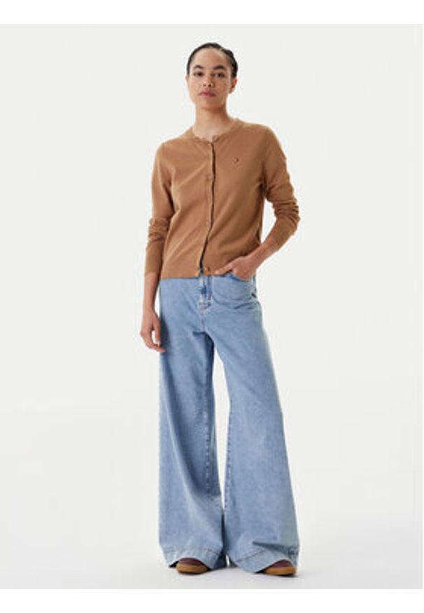 TOMMY HILFIGER - Tommy Hilfiger Kardigan WW0WW42370 Brązowy Regular Fit. Kolor: brązowy. Materiał: bawełna