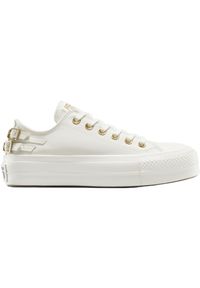 Buty sportowe Converse Chuck Taylor All Star Lift Platform Buckle. Kolor: biały. Materiał: materiał. Obcas: na platformie. Styl: sportowy #1