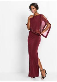 bonprix - Sukienka z dżerseju z cekinami. Kolor: czerwony. Materiał: jersey. Styl: wizytowy #1