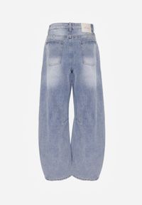 Renee - Niebieskie Bawełniane Jeansy Ballloon z Wiskozą High Waist Ozdobione Dziurami Lamma. Stan: podwyższony. Kolor: niebieski. Wzór: aplikacja. Sezon: wiosna #3