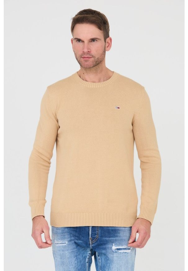 Tommy Jeans - TOMMY JEANS Beżowy męski sweter, Rozmiar XL. Kolor: beżowy