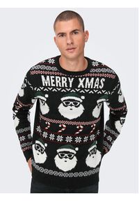 Only & Sons Sweter Xmas Santa 22023994 Czarny Regular Fit. Kolor: czarny. Materiał: syntetyk #4