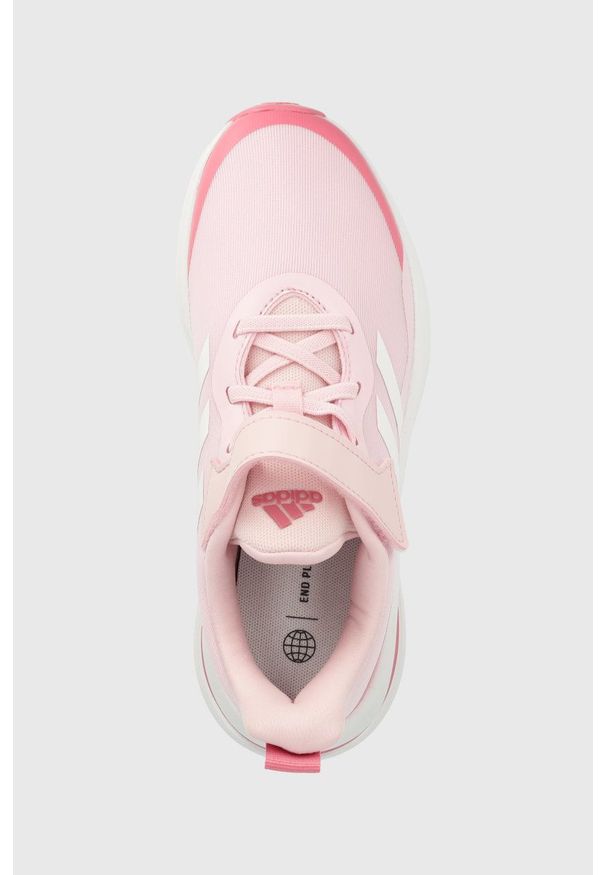 Adidas - adidas sneakersy dziecięce FortaRun kolor fioletowy. Nosek buta: okrągły. Zapięcie: rzepy. Kolor: fioletowy. Materiał: materiał, guma