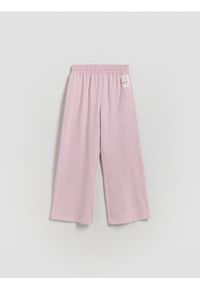 Reserved - Dresowe spodnie wide leg - fioletowy. Kolor: fioletowy. Materiał: dresówka #1