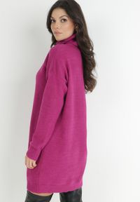 Born2be - Fuksjowa Sukienka Dzianinowa Classificator. Okazja: na co dzień. Typ kołnierza: golf. Kolor: różowy. Materiał: dzianina. Długość rękawa: długi rękaw. Sezon: zima, jesień. Typ sukienki: proste. Styl: casual #4