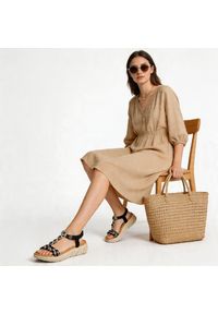 Sandały damskie Artiker, cholewka z materiału odkryty przód miękka wkładka, czarne, 58C0004. Zapięcie: pasek. Kolor: czarny. Materiał: materiał. Wzór: aplikacja. Sezon: lato. Styl: elegancki #7