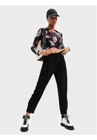 Desigual Bluzka MONSIEUR CHRISTIAN LACROIX Smile 22WWTK76 Czarny Slim Fit. Kolor: czarny. Materiał: syntetyk #3
