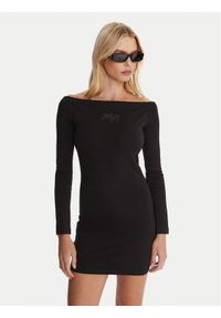 Hugo - HUGO Sukienka codzienna Noffal_B 50546941 Czarny Slim Fit. Okazja: na co dzień. Kolor: czarny. Materiał: bawełna. Typ sukienki: proste. Styl: casual