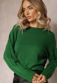 Renee - Zielony Klasyczny Sweter z Długim Rękawem Nemiona. Okazja: na co dzień. Kolor: zielony. Długość rękawa: długi rękaw. Długość: długie. Styl: klasyczny #2