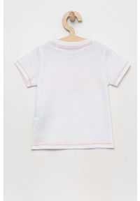 Guess t-shirt bawełniany dziecięcy kolor biały wzorzysty. Okazja: na co dzień. Kolor: biały. Materiał: bawełna. Wzór: haft. Styl: casual #2
