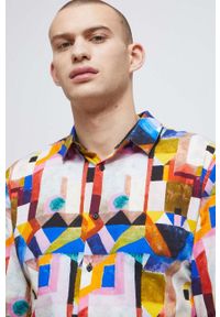 medicine - Medicine koszula męska kolor multicolor regular z kołnierzykiem klasycznym. Typ kołnierza: kołnierzyk klasyczny. Materiał: tkanina. Długość rękawa: długi rękaw. Długość: długie. Styl: klasyczny #6