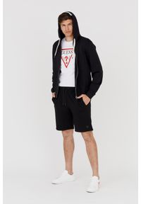 Guess - GUESS Czarna męska bluza z kapturem Slim Fit, Rozmiar S. Typ kołnierza: kaptur. Kolor: czarny