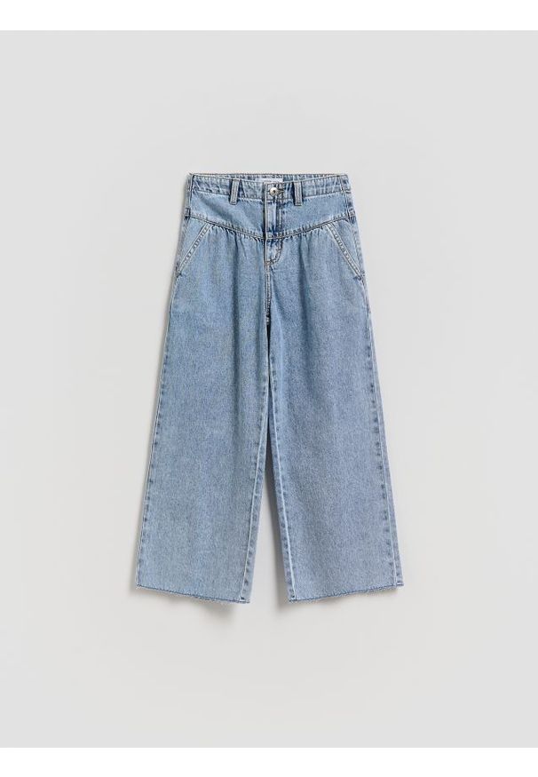 Reserved - Jeansy wide leg - niebieski. Kolor: niebieski