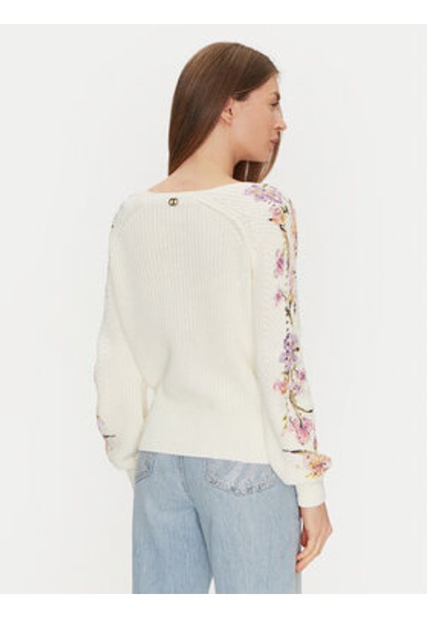 TwinSet - TWINSET Sweter 251TP3642 Beżowy Regular Fit. Kolor: beżowy. Materiał: bawełna