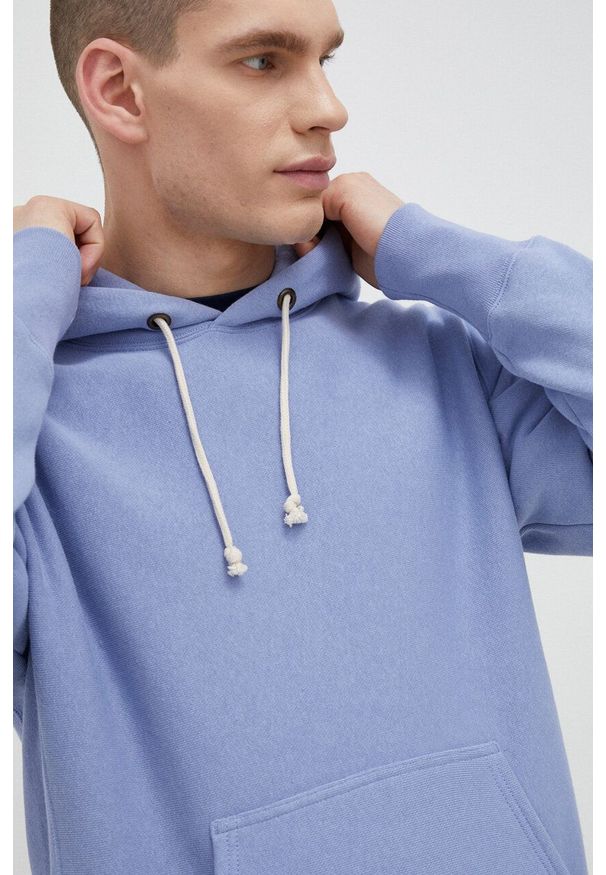 Champion bluza męska kolor niebieski z kapturem melanżowa. Typ kołnierza: kaptur. Kolor: niebieski. Długość rękawa: długi rękaw. Długość: długie. Wzór: melanż