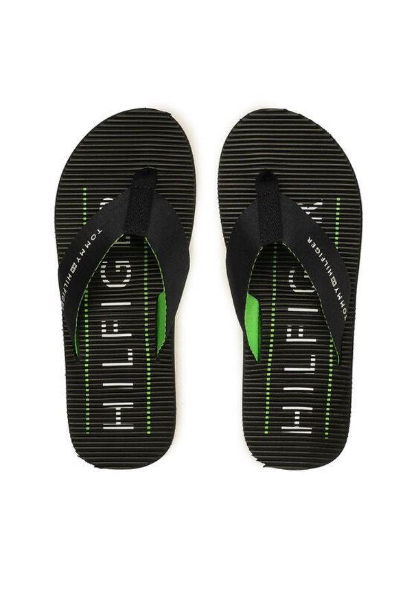 TOMMY HILFIGER - Tommy Hilfiger Japonki Massage Footbed Beach Sandal FM0FM04474 Granatowy. Kolor: niebieski. Materiał: materiał