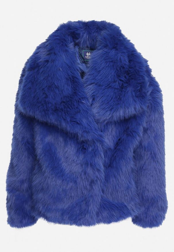 Born2be - Granatowa Kurtka Futro z Wsuwanymi Kieszeniami Liriena. Okazja: na spacer, na co dzień. Kolor: niebieski. Materiał: futro. Styl: elegancki, casual, klasyczny