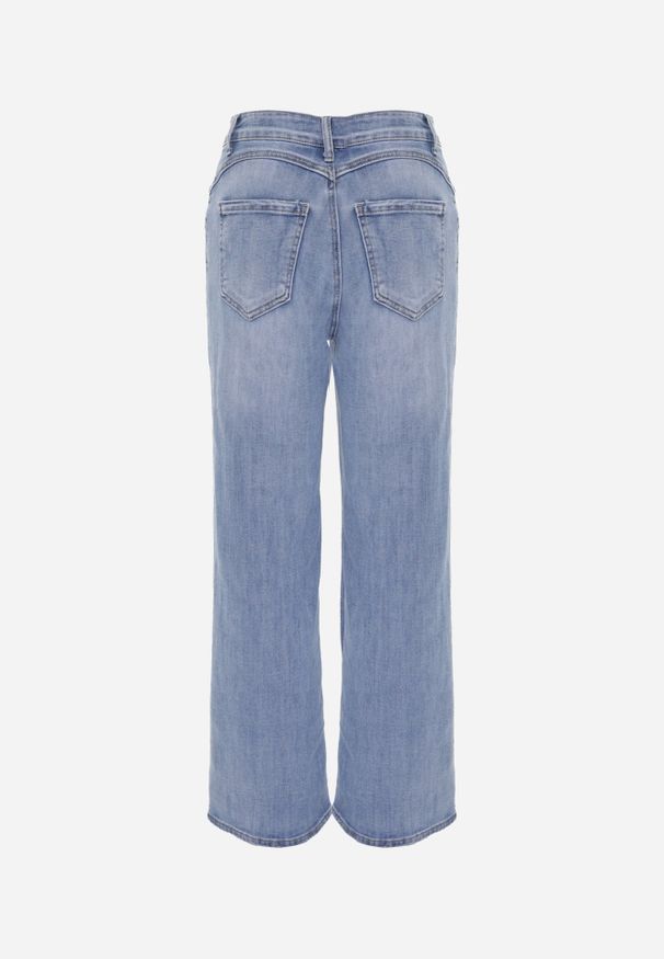 Renee - Niebieskie Bawełniane Jeansy High Waist z Szerokimi Nogawkami Zaeherris. Stan: podwyższony. Kolor: niebieski. Styl: elegancki