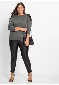 bonprix - Sweter z cienkiej dzianiny. Kolor: szary. Materiał: dzianina, koronka. Wzór: koronka #2