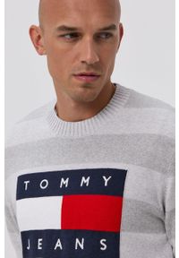Tommy Jeans Sweter męski kolor szary. Okazja: na co dzień. Kolor: szary. Wzór: aplikacja. Styl: casual #3