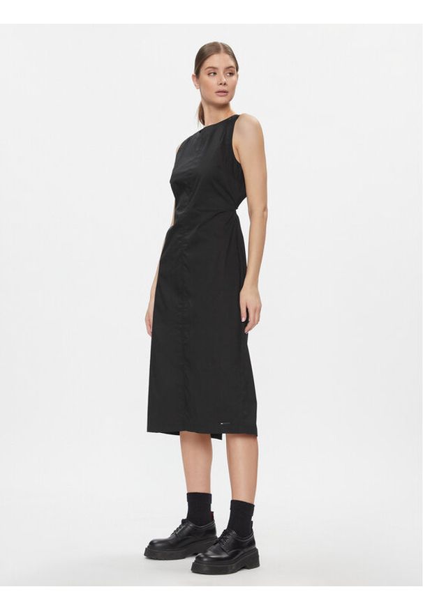Tommy Jeans Sukienka koktajlowa Tjw Open Back Cotton Midi Dress DW0DW17431 Czarny Slim Fit. Kolor: czarny. Materiał: bawełna. Styl: wizytowy. Długość: midi