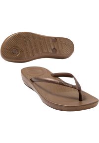 Flip*Flop - Plaskanie FITFLOP Women Iqushion Ergonomic Flip-Flops, Kobiety. Kolor: brązowy. Materiał: guma, materiał. Styl: sportowy #1