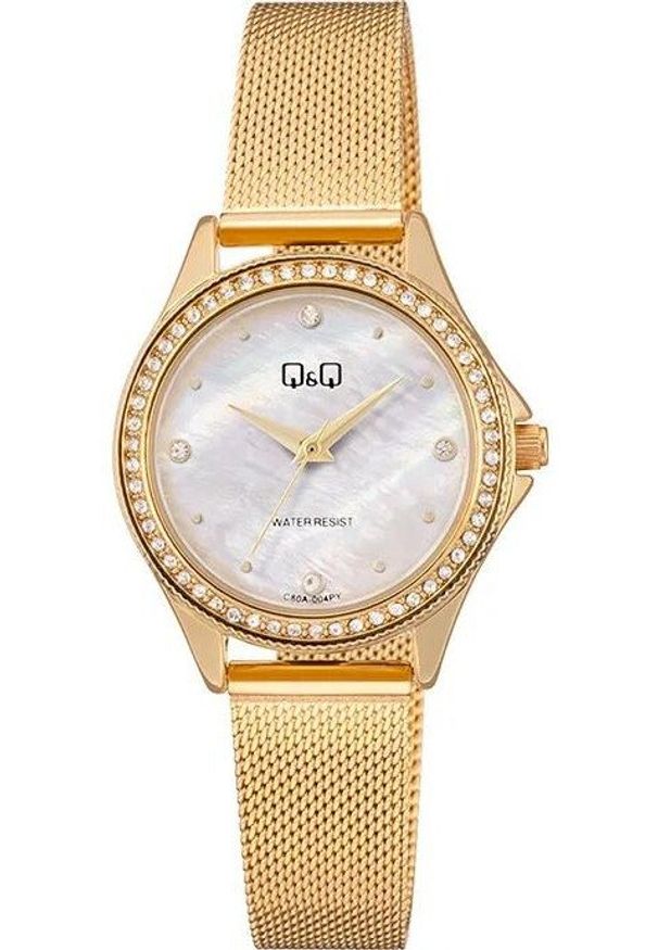 Zegarek damski QQ C80A-004P CYRKONIE złoty. Kolor: złoty