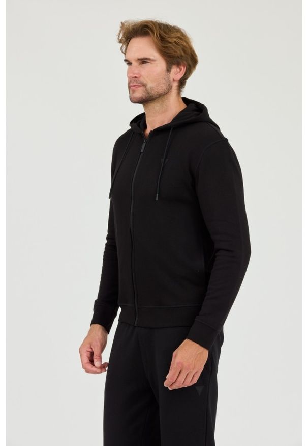 Guess - GUESS Czarna bluza z kapturem Hooded Sweatshirt. Typ kołnierza: kaptur. Kolor: czarny