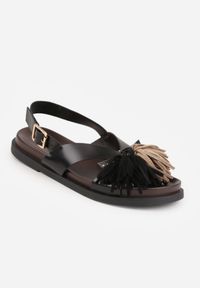 Renee - Czarne Sandały VICES z Frędzlami z Przodu Callane. Zapięcie: sprzączka. Kolor: czarny. Materiał: jeans #9