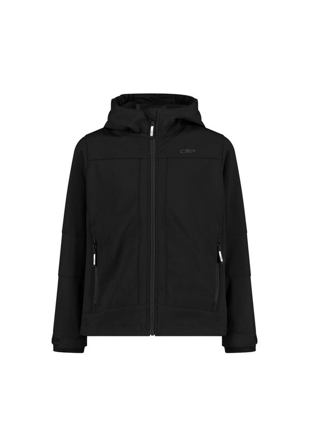 Kurtka dziecięca turystyczna CMP 3A00094. Okazja: na co dzień. Typ kołnierza: kaptur. Kolor: czarny. Materiał: softshell. Styl: sportowy, casual. Sport: turystyka piesza