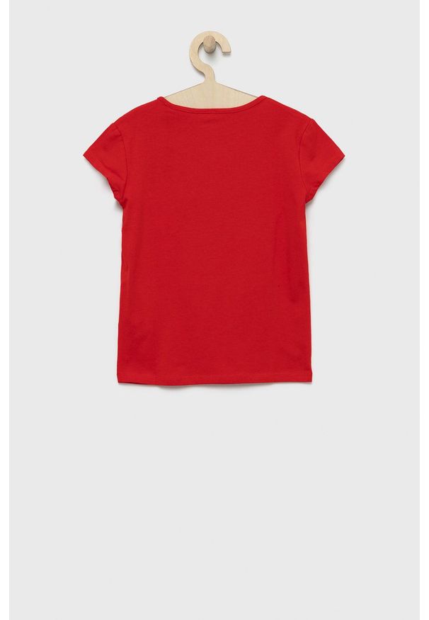 Pepe Jeans t-shirt dziecięcy Hatty kolor czerwony. Okazja: na co dzień. Kolor: czerwony. Materiał: dzianina. Wzór: nadruk. Styl: casual