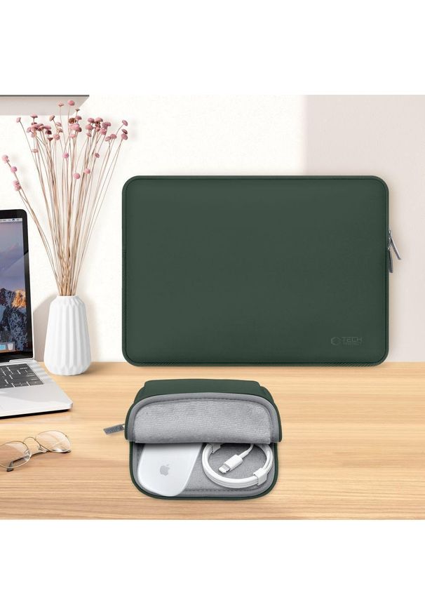 TECH-PROTECT - Pokrowiec Tech-Protect NeoSlim Laptop 15-16 zielony. Kolor: zielony. Materiał: polar, neopren, materiał, tkanina. Styl: elegancki, biznesowy, casual
